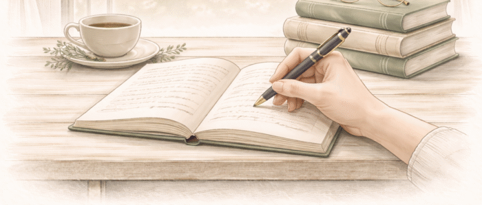 Entre Líneas. Mano escribiendo en Ventana